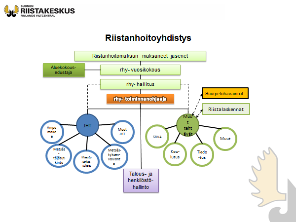 Riistanhoitoyhdistysten rakennekaavio.