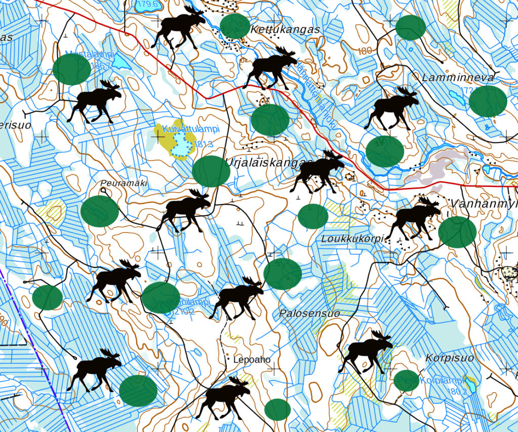 Föda utökas jämnt över hela vinterbetesområdet.