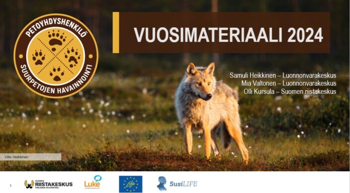 Susi suolla. Kuvan päällä petoyhdyshenkilöiden logo